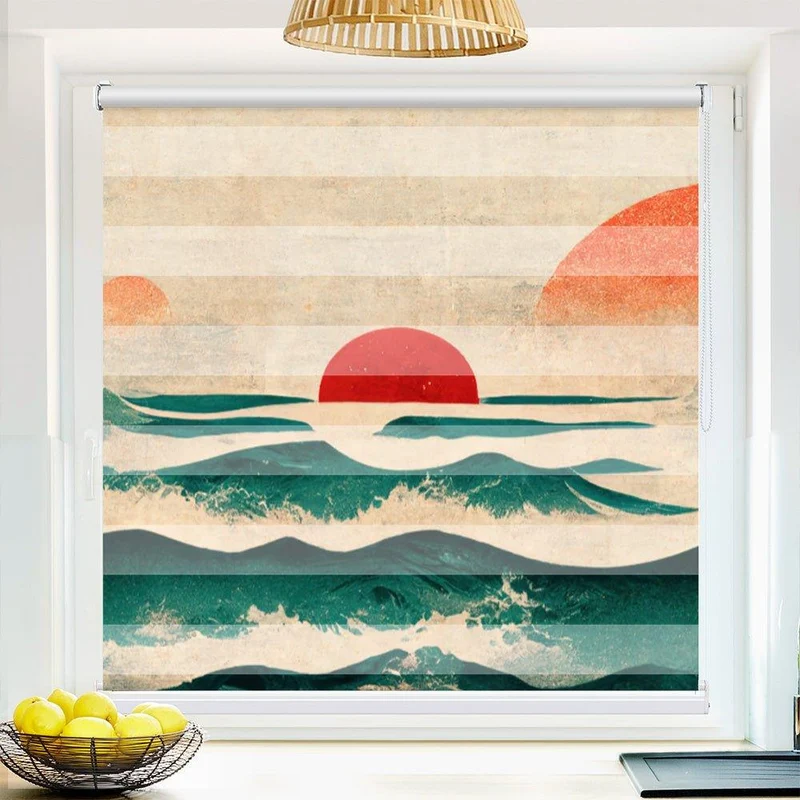 Klemmfix Doppelrollo "Asiatisch Sonnenuntergang Meer" | Klemm Doppelrollo