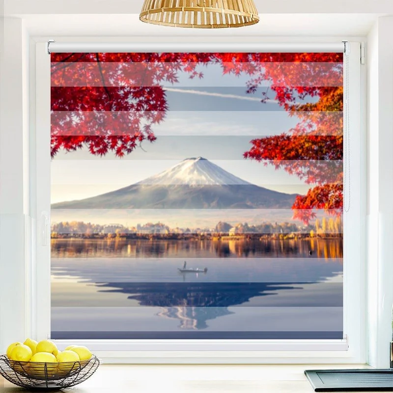 Klemmfix Doppelrollo "Fujiyama Japan Herbst" | Klemm Doppelrollo