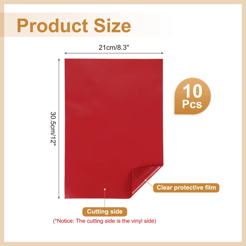 10Pcs Adhesive Vinyl Sheets Bundle,8.3”x 12”Self Adhesive Vinyl, Dark Red