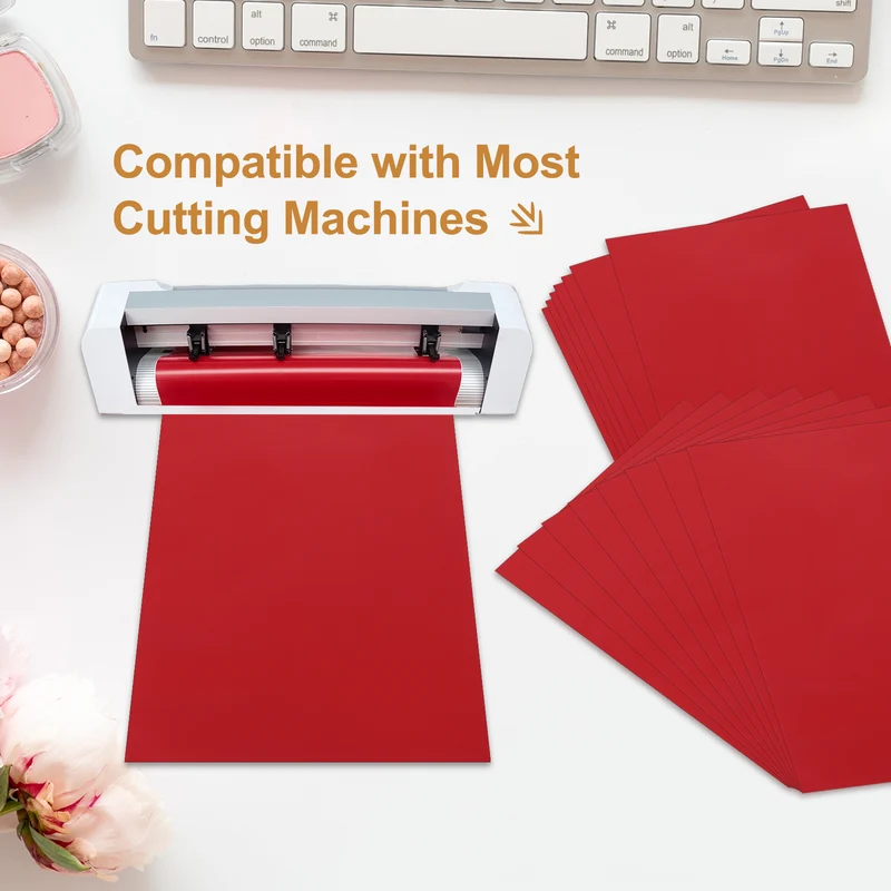 10Pcs Adhesive Vinyl Sheets Bundle,8.3”x 12”Self Adhesive Vinyl, Dark Red