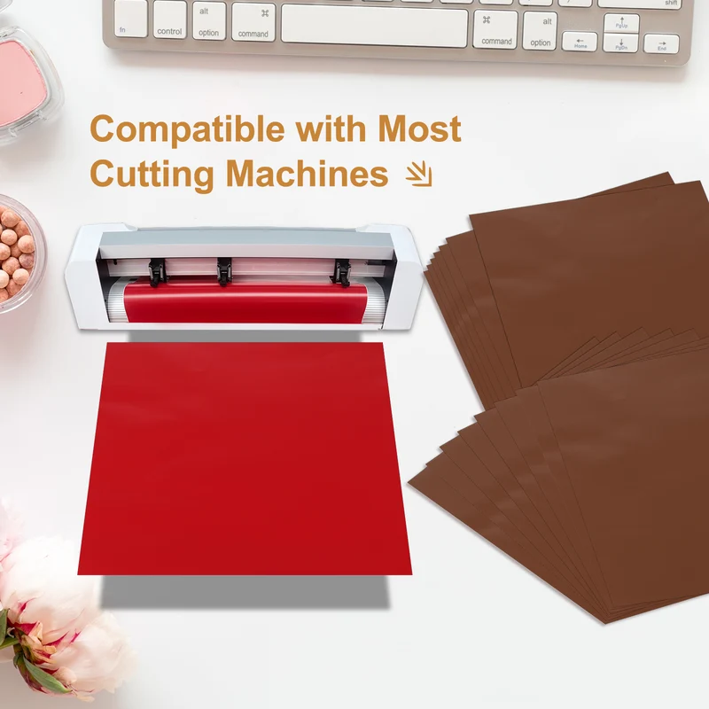 10Pcs Adhesive Vinyl Sheets Bundle,12”x12”Self Adhesive Vinyl, Brown