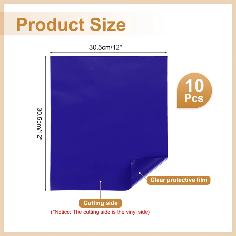10Pcs Adhesive Vinyl Sheets Bundle,12”x12”Self Adhesive Vinyl, Sapphire Blue