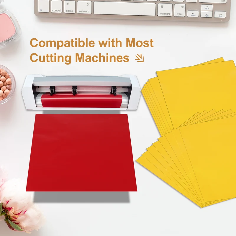 10Pcs Adhesive Vinyl Sheets Bundle,12”x12”Self Adhesive Vinyl, Yellow