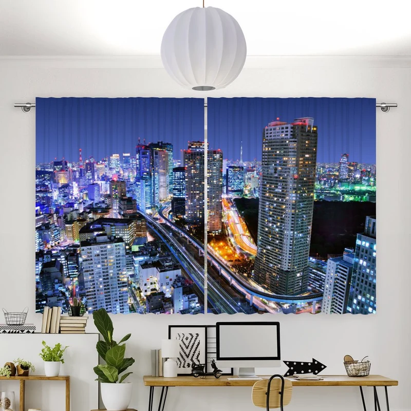 Vorhang Motiv "Tokia Skyline bei Nacht"