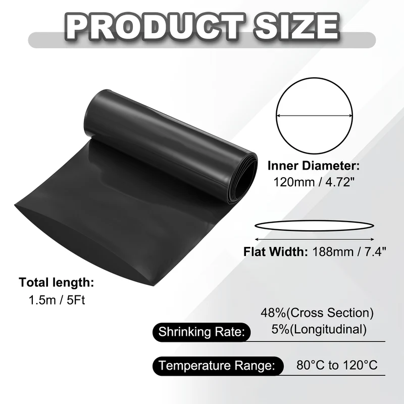Battery Wrap, Heat Shrink Tubing, 188mm Flat Width 120mm ID, Black