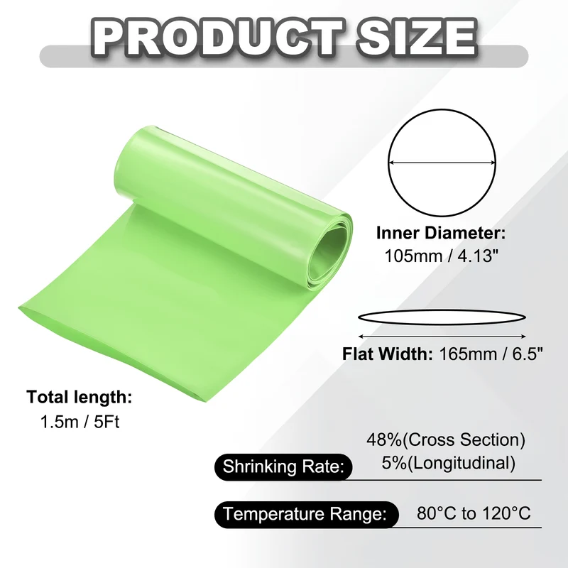 Battery Wrap, Heat Shrink Tubing, 165mm Flat Width 105mm ID, Fruit Green