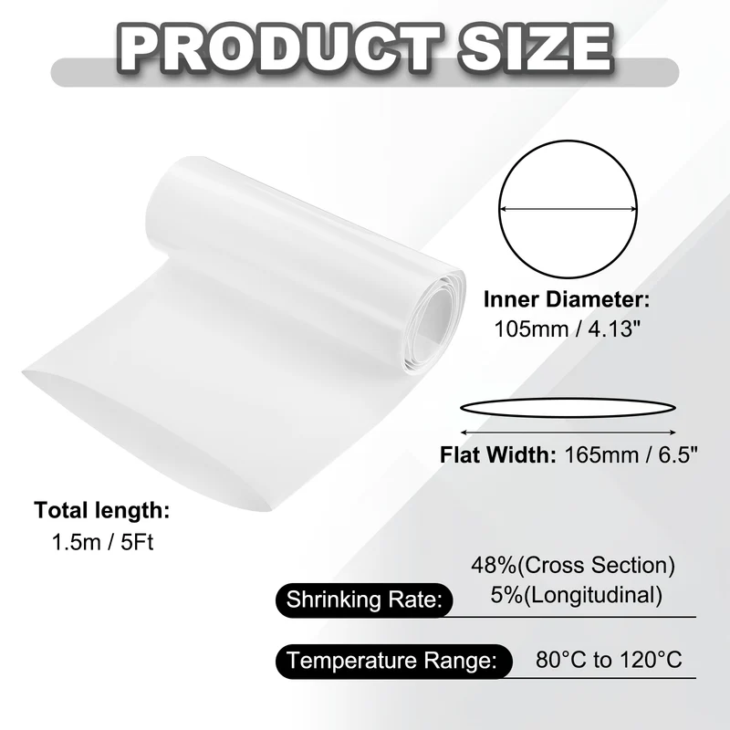 Battery Wrap, Heat Shrink Tubing, 165mm Flat Width 105mm ID, White