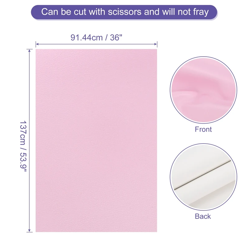 PU Faux Leather Fabric 1 Yards Synthetic Leather Material Pink