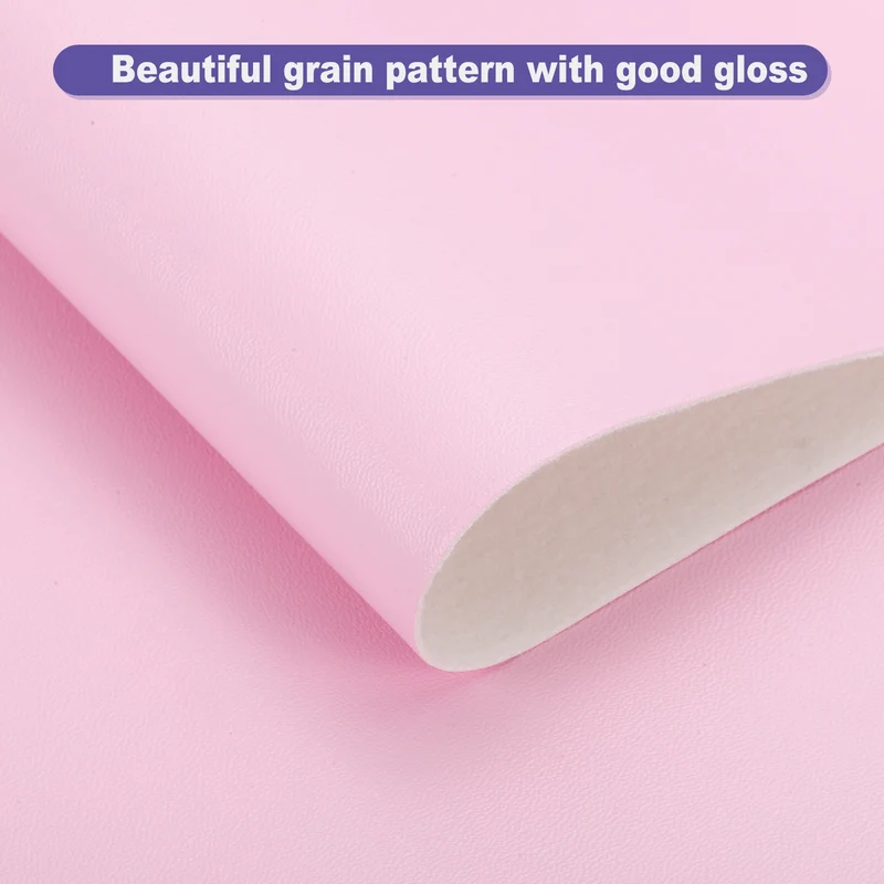 PU Faux Leather Fabric 1 Yards Synthetic Leather Material Pink