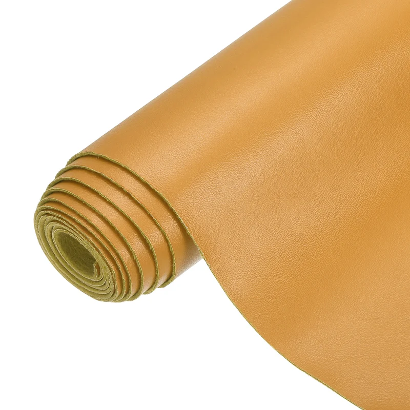 PU Faux Leather Fabric 1 Yards Synthetic Leather Material, Light Brown