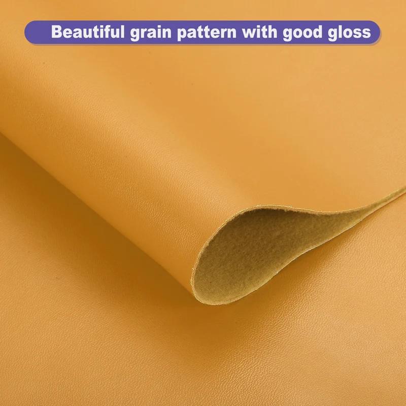 PU Faux Leather Fabric 1 Yards Synthetic Leather Material, Light Brown