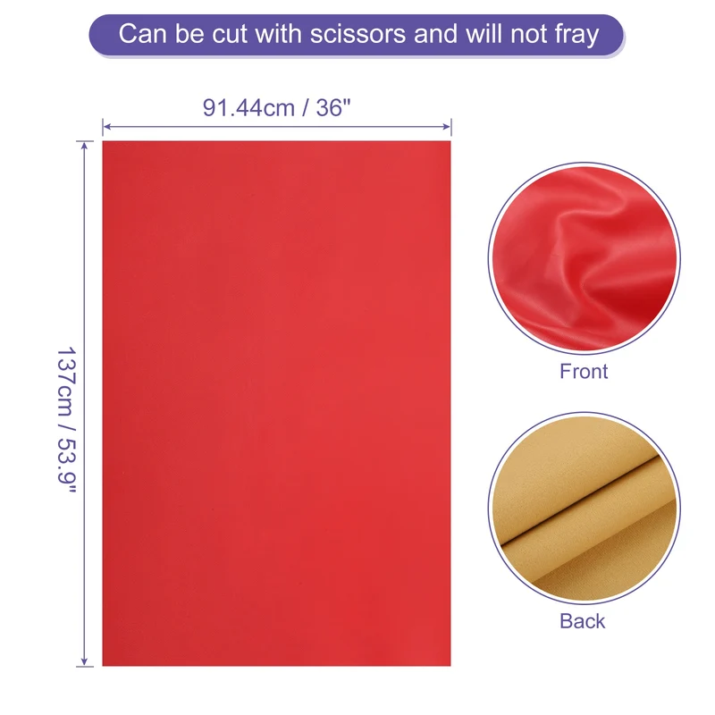 PU Faux Leather Fabric 1 Yards Synthetic Leather Material, Red