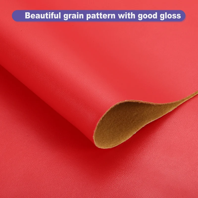 PU Faux Leather Fabric 1 Yards Synthetic Leather Material, Red