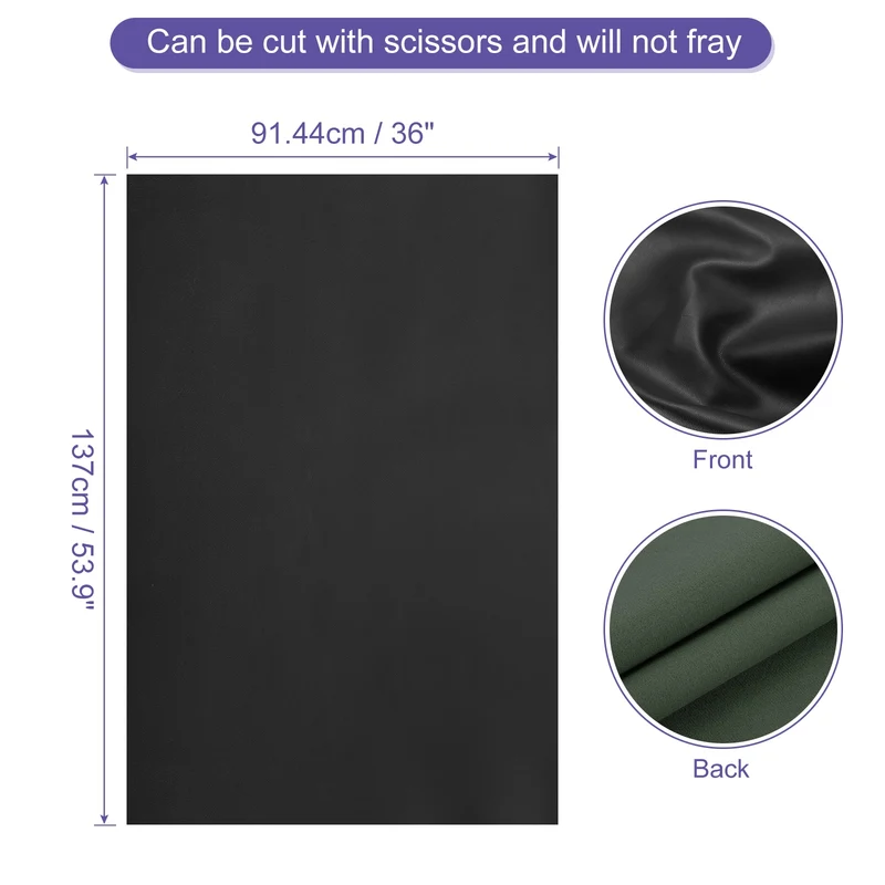 PU Faux Leather Fabric 1 Yards Synthetic Leather Material, Black