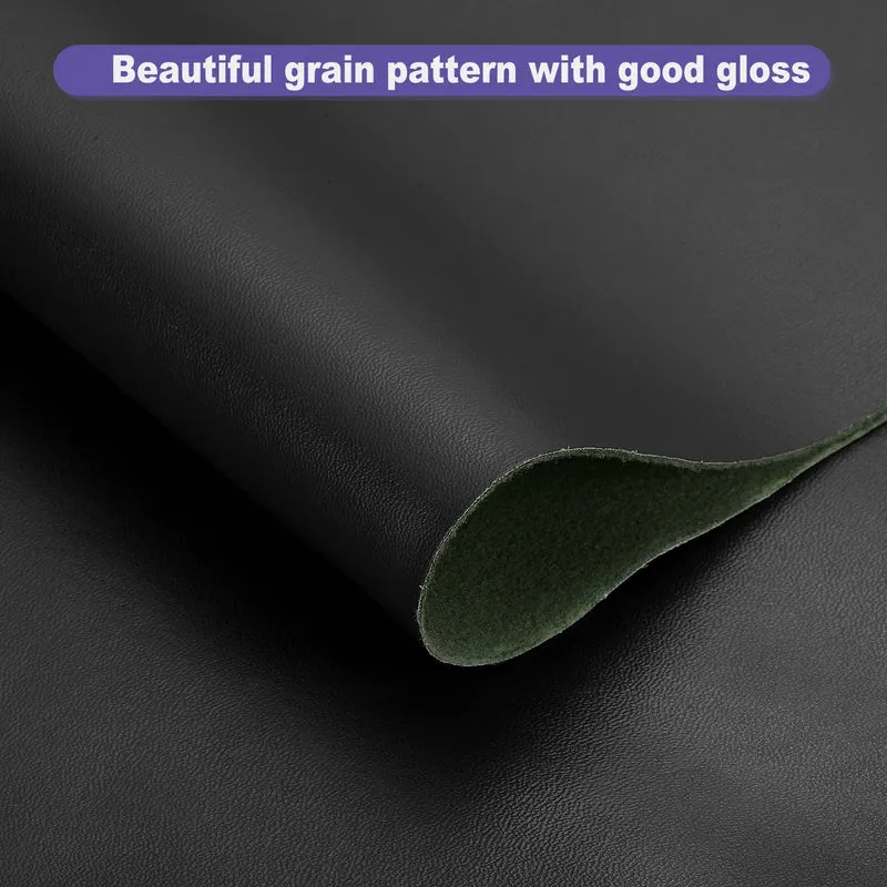 PU Faux Leather Fabric 1 Yards Synthetic Leather Material, Black