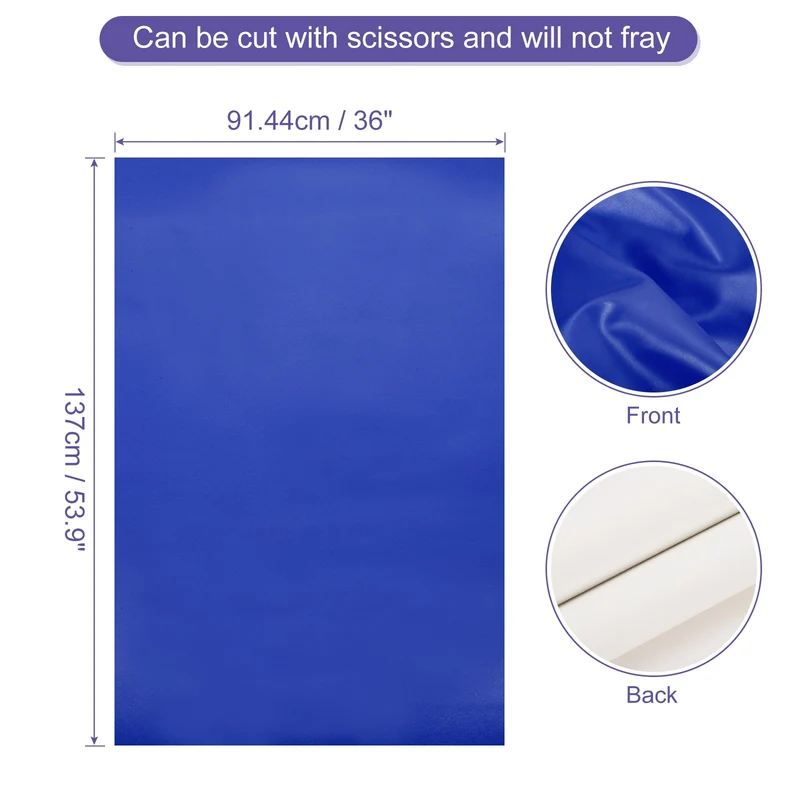 PU Faux Leather Fabric 1 Yards Synthetic Leather Material, Blue