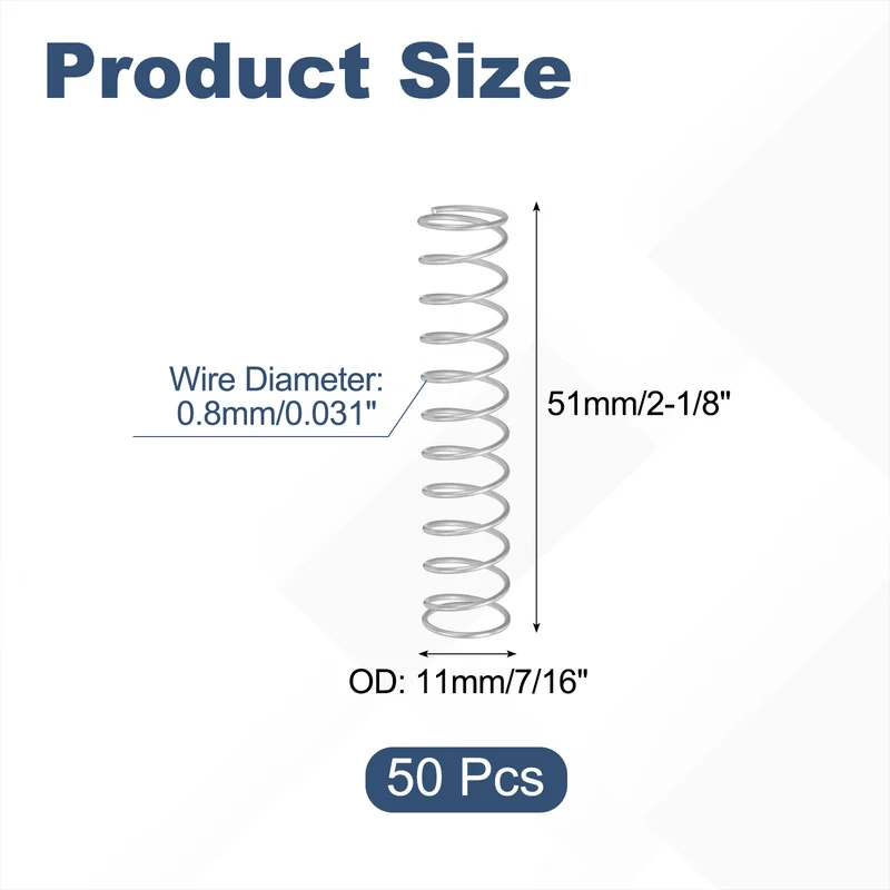 50Pcs SP 9705 Compression Spring 304 Stainless Steel, 0.031" GA, 7/16"x2-1/8"