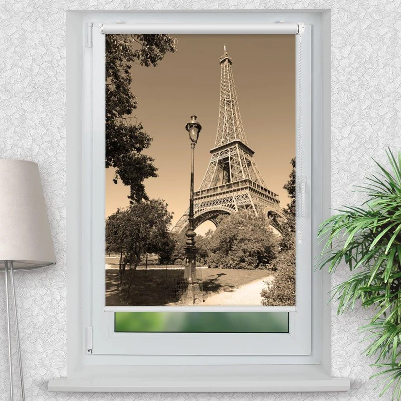 Klemmfix Rollo "Eifelturm Sepia" | Motiv-Klemmrollo