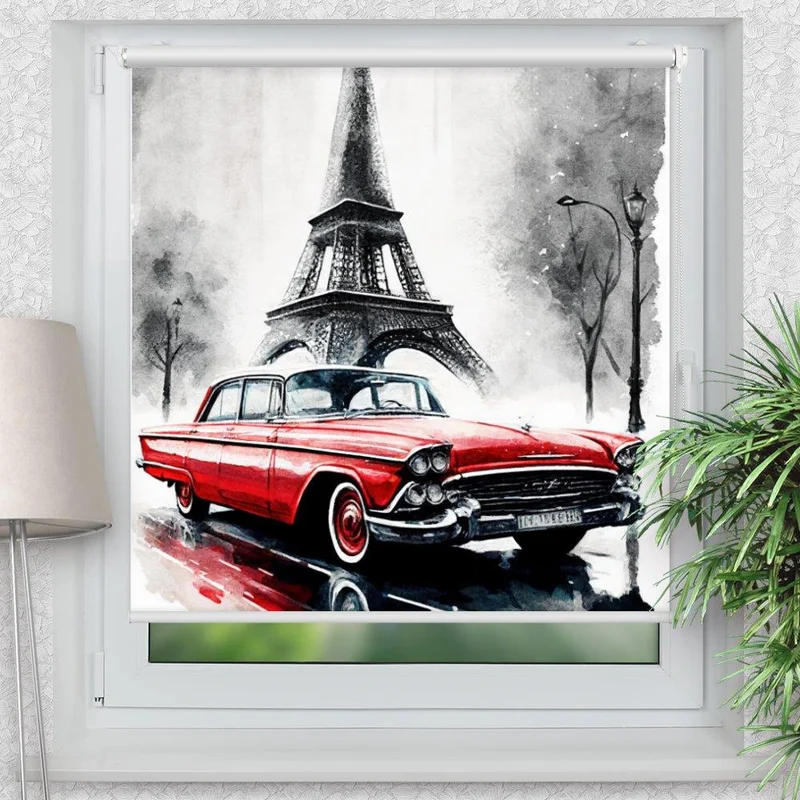 Klemmfix Rollo "Eifelturm Cadillac" | Motiv-Klemmrollo