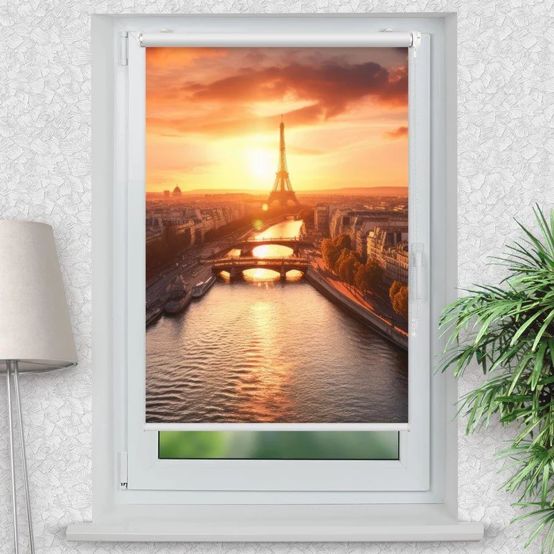 Klemmfix Rollo "Eifelturm Seine" | Motiv-Klemmrollo
