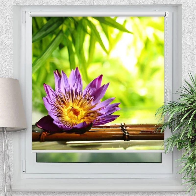 Klemmfix Rollo "Lotus Wasser Bambus" | Motiv-Klemmrollo