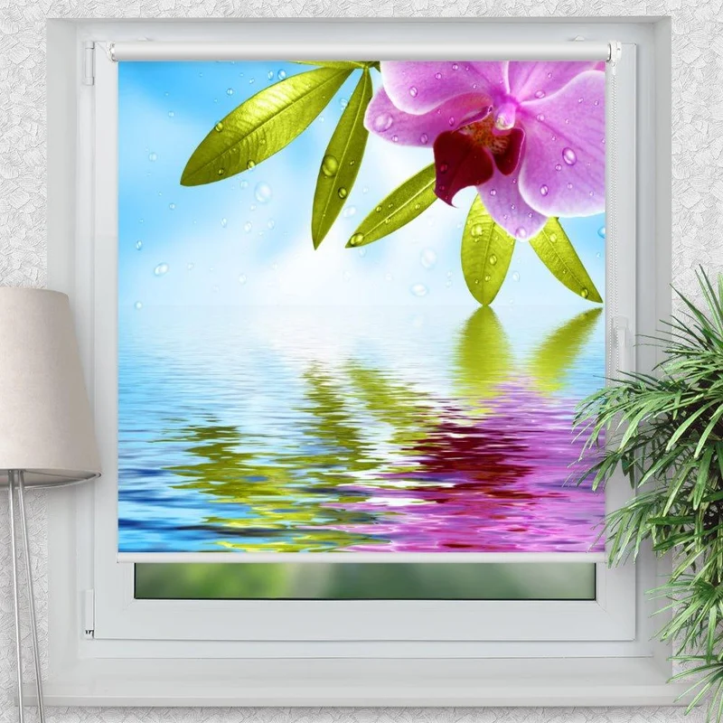 Klemmfix Rollo "Orchidee Wasser Spiegelung" | Motiv-Klemmrollo
