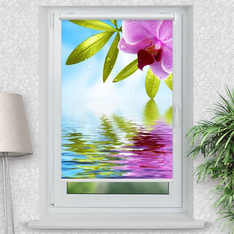 Klemmfix Rollo "Orchidee Wasser Spiegelung" | Motiv-Klemmrollo