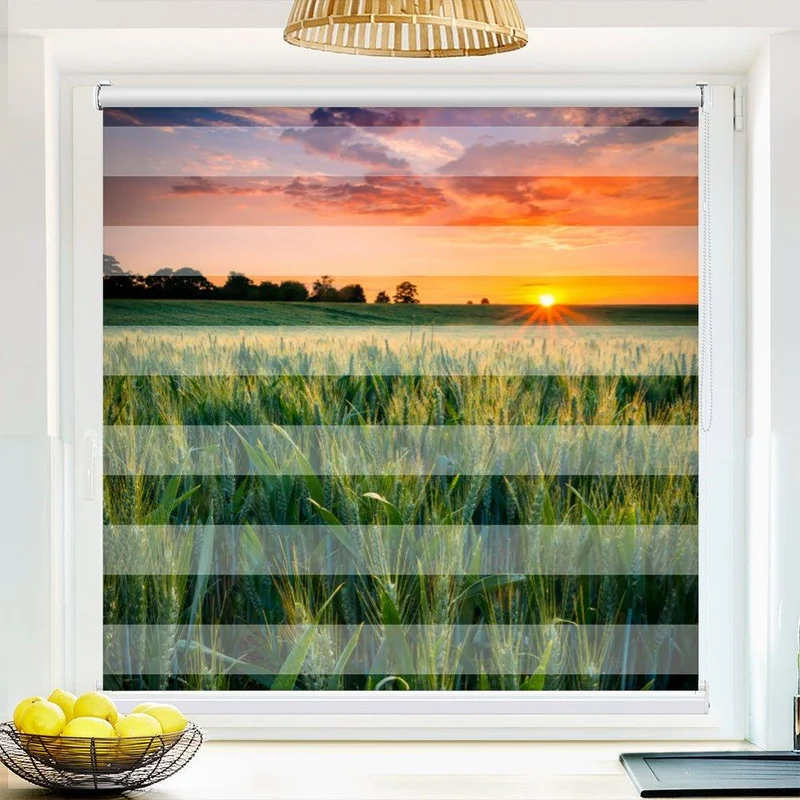 Klemmfix Doppelrollo "Feld Sonnenuntergang" | Klemm Doppelrollo