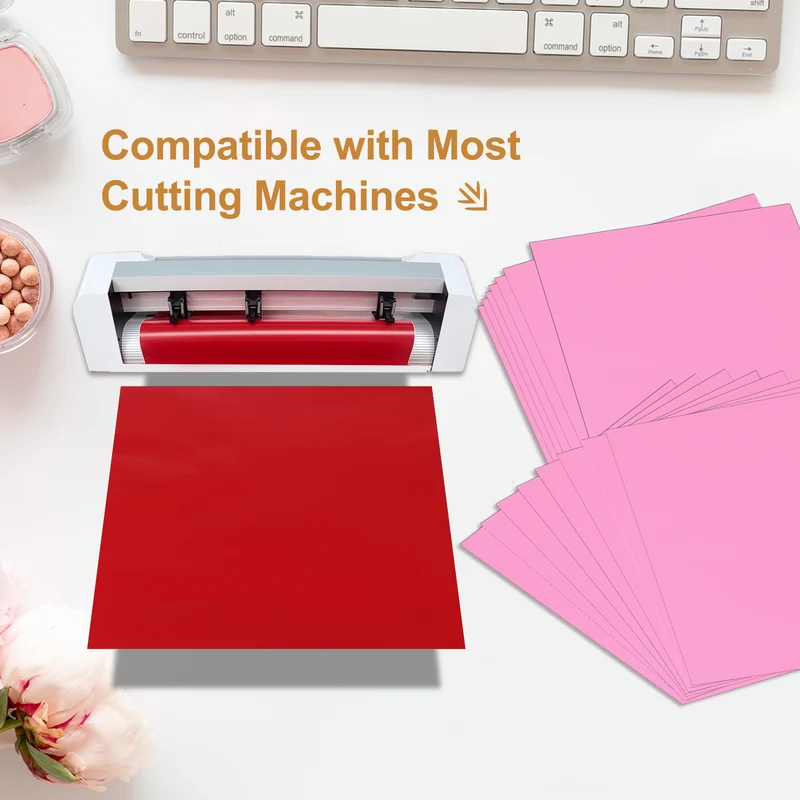 10Pcs Adhesive Vinyl Sheets Bundle,12”x12”Self Adhesive Vinyl, Pink
