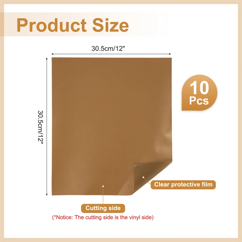 10Pcs Adhesive Vinyl Sheets Bundle,12”x12”Self Adhesive Vinyl, Metallic Copper