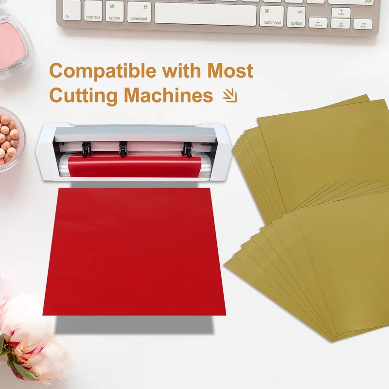 10Pcs Adhesive Vinyl Sheets Bundle,12”x12”Self Adhesive Vinyl, Metallic Gold