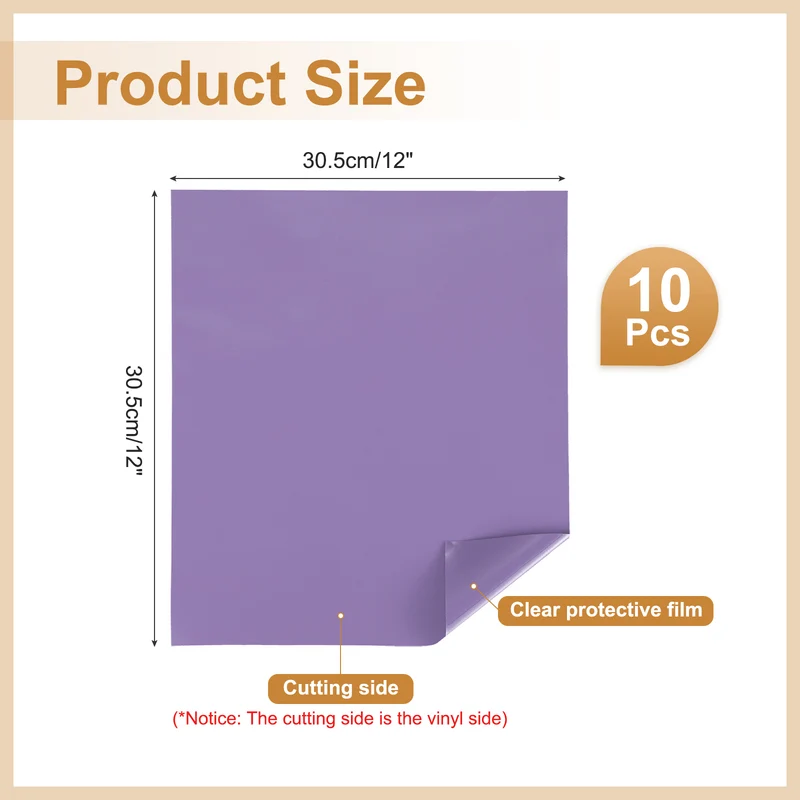 10Pcs Adhesive Vinyl Sheets Bundle,12”x12”Self Adhesive Vinyl, Light Purple