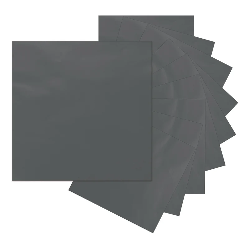 10Pcs Adhesive Vinyl Sheets Bundle,12”x12”Self Adhesive Vinyl, Dark Gray