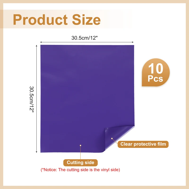 10Pcs Adhesive Vinyl Sheets Bundle,12”x12”Self Adhesive Vinyl, Dark Purple