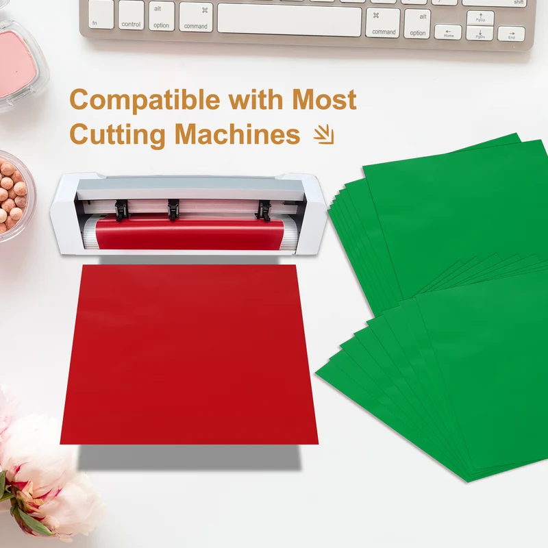 10Pcs Adhesive Vinyl Sheets Bundle,12”x12”Self Adhesive Vinyl, Green