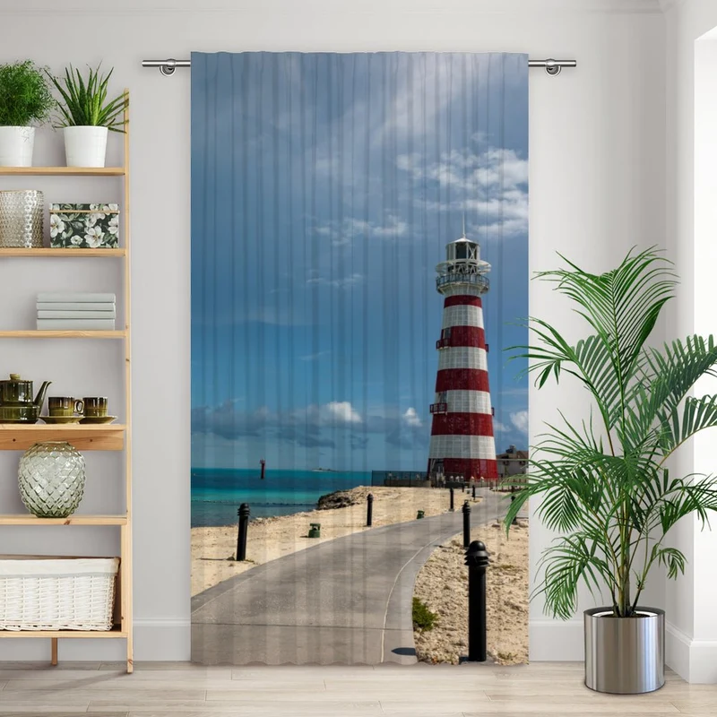 Vorhang Motiv "Insel Leuchtturm Küste"