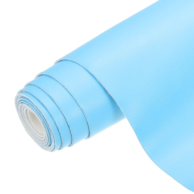 PU Faux Leather Fabric 0.4 Yards Synthetic Leather Material Light Blue