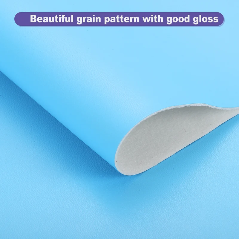 PU Faux Leather Fabric 0.4 Yards Synthetic Leather Material Light Blue