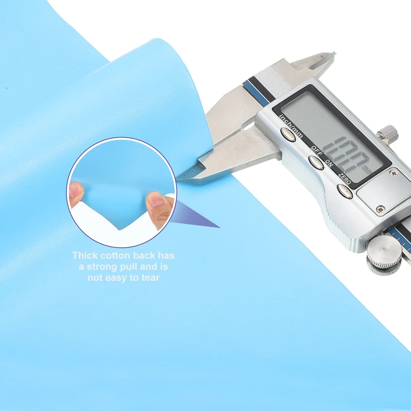 PU Faux Leather Fabric 0.4 Yards Synthetic Leather Material Light Blue
