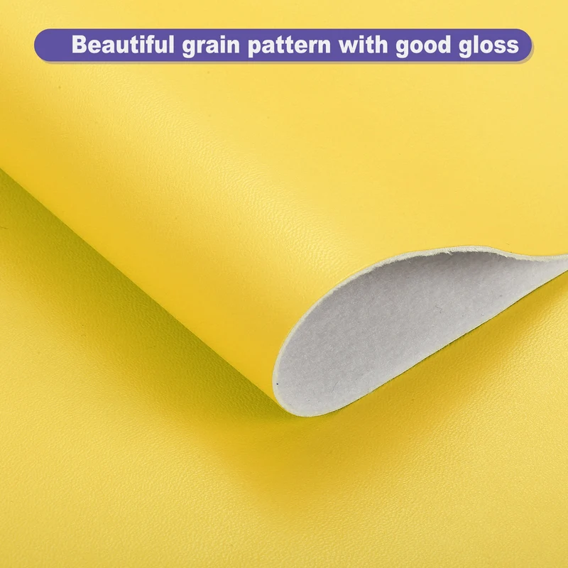PU Faux Leather Fabric 0.4 Yards Synthetic Leather Material Yellow