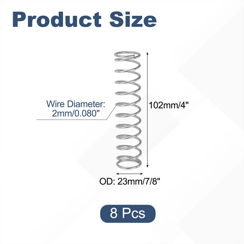 8Pcs SP 9713 Compression Spring 304 Stainless Steel, 0.080" GA, 7/8"x4"
