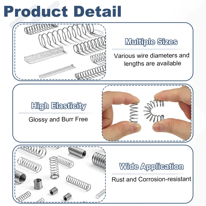 50pcs 304 Stainless Steel Compression Springs, 0.8mm x 15mm x 25mm, Silver Tone