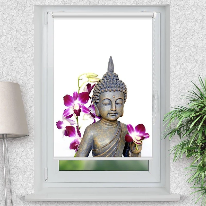 Klemmfix Rollo "Buddha Orchideen Wellness" | Motiv-Klemmrollo
