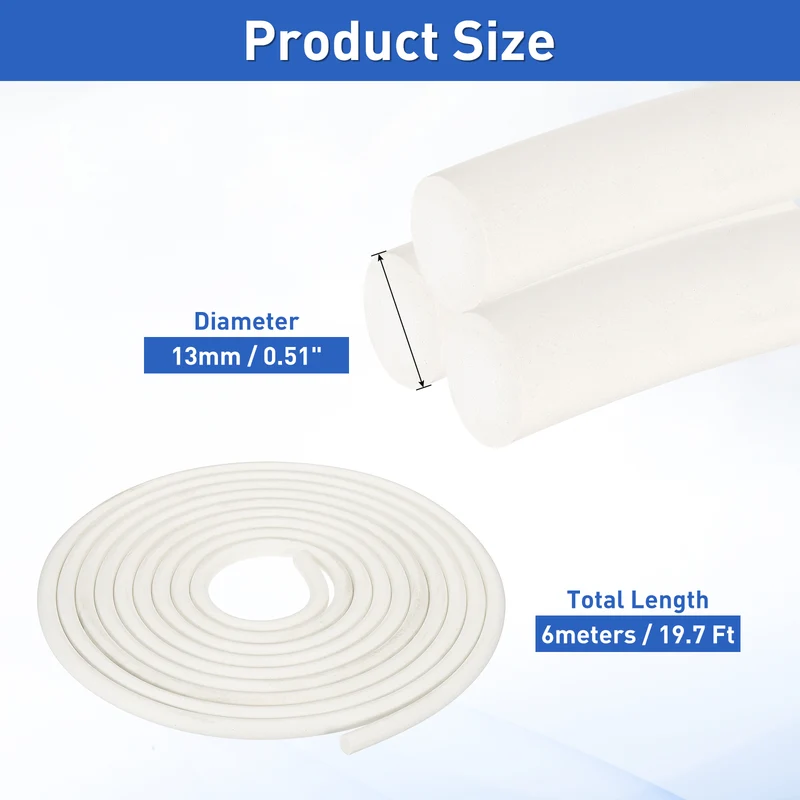 Foam Backer Rod, 13/25" x 19.7Ft Foamed Silicone Foam Caulk Saver, White