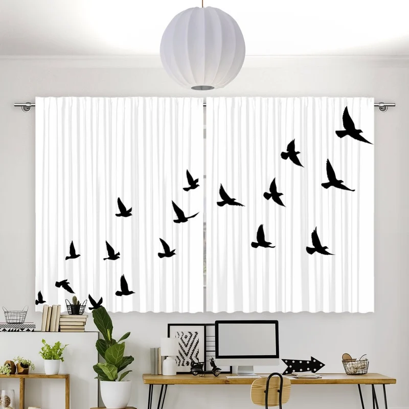 Vorhang Motiv "Vögel schwarz Grafik"
