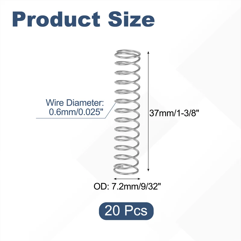 20Pcs SP 9719 Compression Spring 304 Stainless Steel, 0.025" GA, 9/32"x1-3/8"