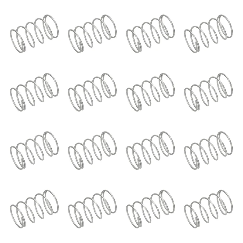 50pcs 304 Stainless Steel Compression Springs, 0.8mm x 15mm x 20mm, Silver Tone