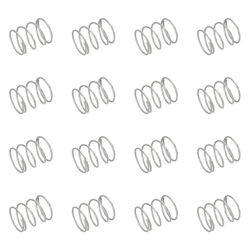 50pcs 304 Stainless Steel Compression Springs, 0.8mm x 15mm x 15mm, Silver Tone