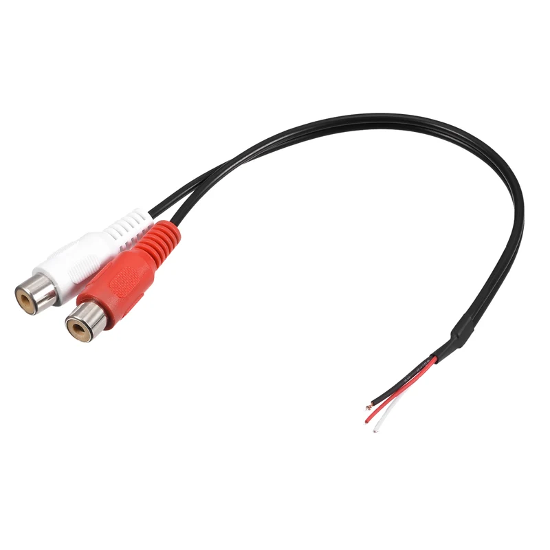 RCA Female Plug Jack Connector Adapter to Bare Wire Open End Audio Video RCA Cable for Amplifier Speaker Wire Pack of 2