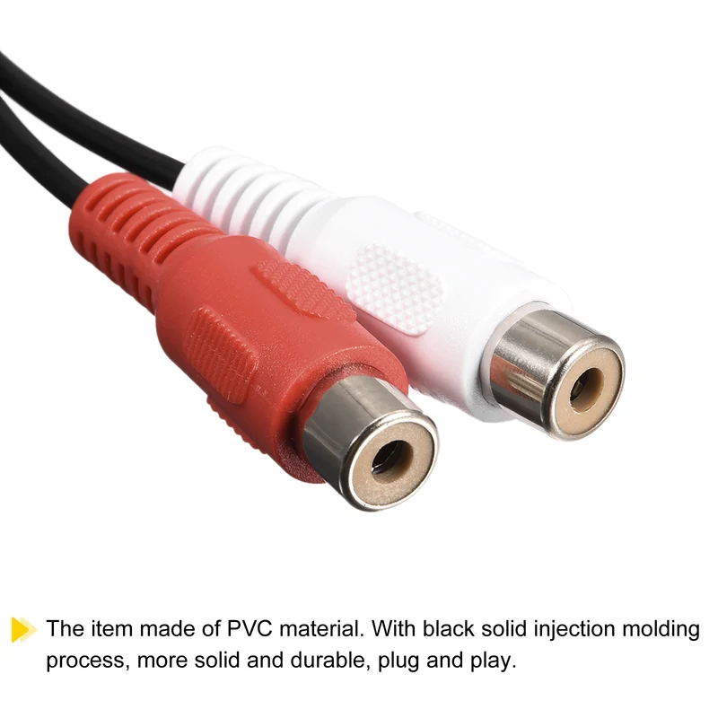 RCA Female Plug Jack Connector Adapter to Bare Wire Open End Audio Video RCA Cable for Amplifier Speaker Wire Pack of 2
